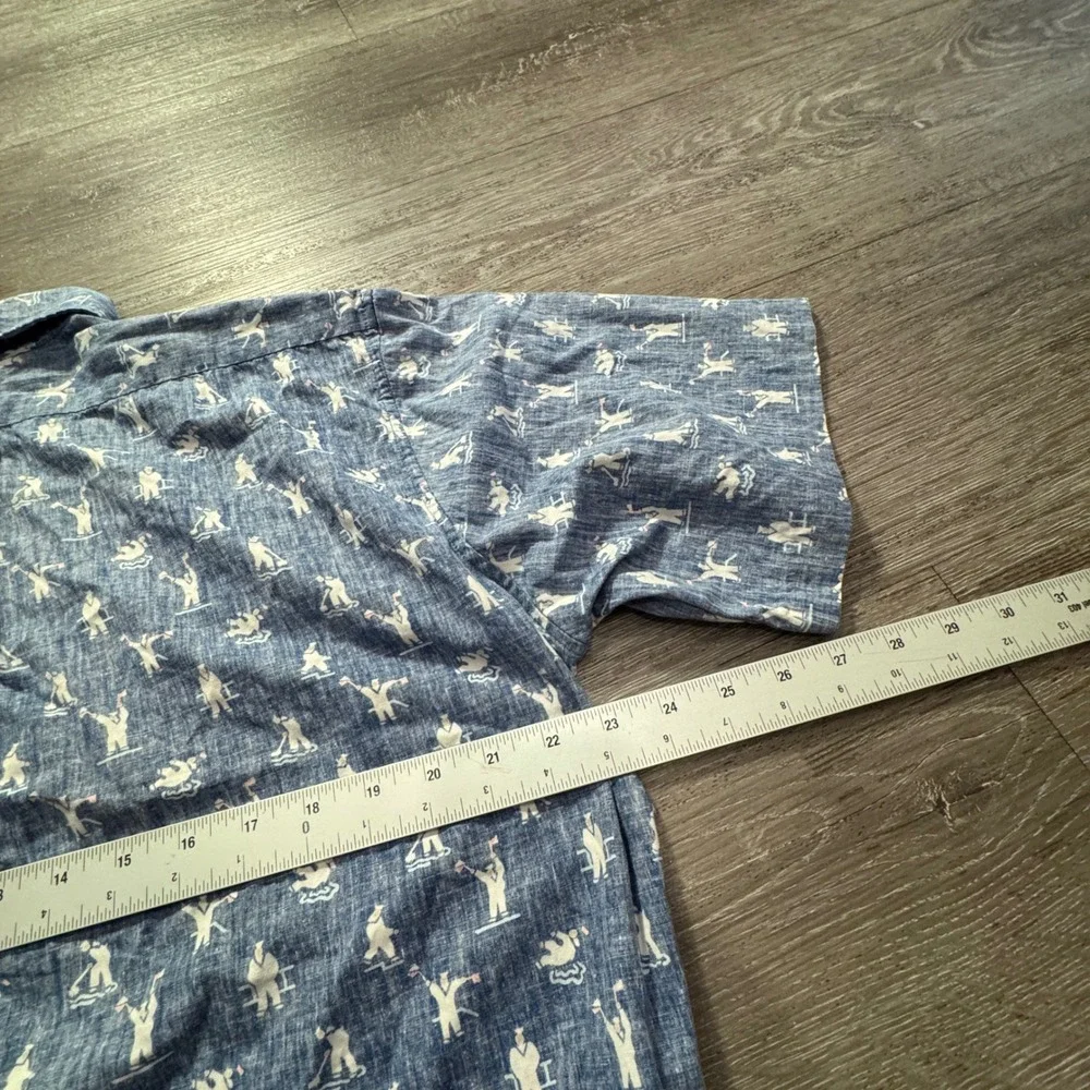 Reyn Spooner Shirt Men M Blue Sailor Reverse Print Cotton Aloha Popover Hawaiian